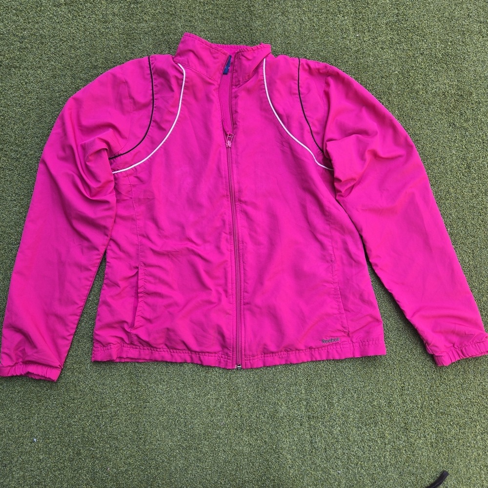 Reebok Jacket Women's Large Pink Windbreaker Long Sleeve Lightweight - Picture 2 of 14